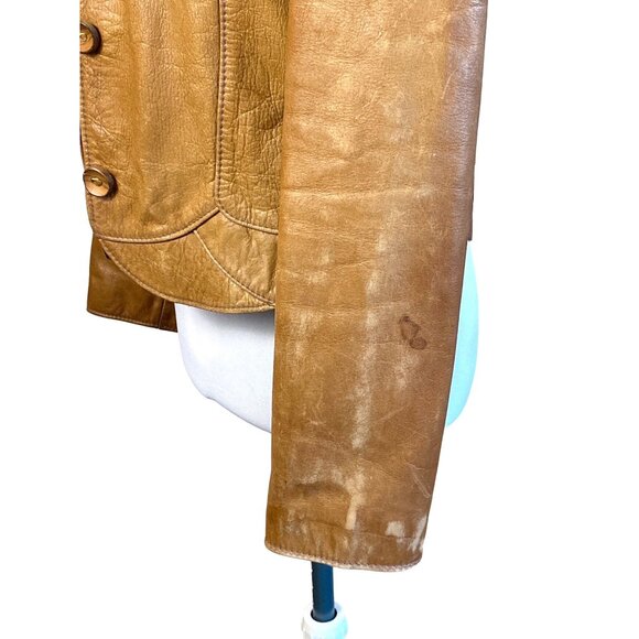 Vintage East West Tan Leather Jacket Signed Reptila Numbered 200 13 HTF Original - Picture 11 of 16